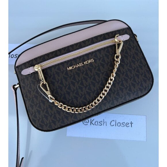 Michael Kors crossbody bag large chain zip purse MK signature powder blush - Picture 6 of 6